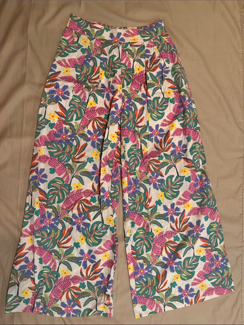 Tropical Floral Wide-Leg Pants